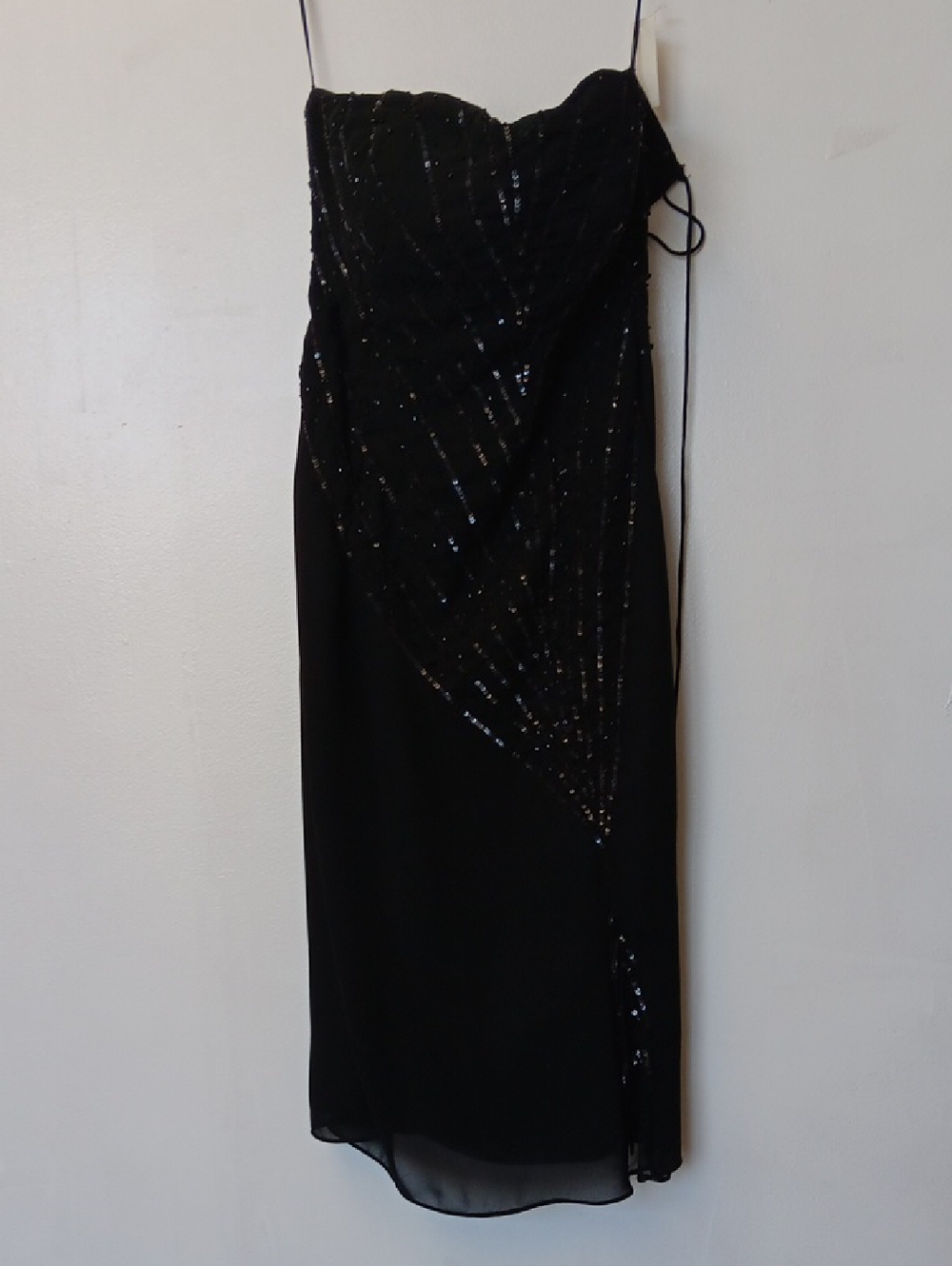 Vintage Riva Designs Classic Black Sequin Strapless Evening Dress